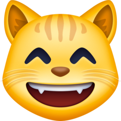 Emoji Kucing Menyeringai dengan Mata Tersenyum Facebook