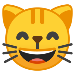 Emoji Kucing Menyeringai dengan Mata Tersenyum Google