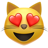Emoji Kucing Tersenyum dengan Mata Berbentuk Hati Apple