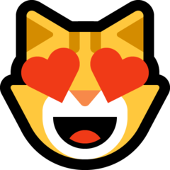 Emoji Kucing Tersenyum dengan Mata Berbentuk Hati Microsoft