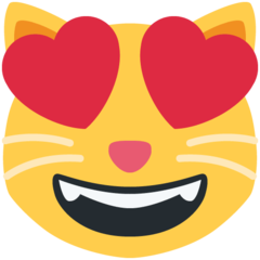Emoji Kucing Tersenyum dengan Mata Berbentuk Hati Twitter