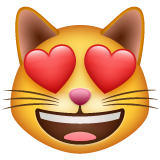 Emoji Kucing Tersenyum dengan Mata Berbentuk Hati WhatsApp