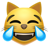 Emoji Kucing dengan Air Mata Kebahagiaan Apple