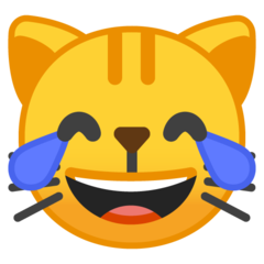 Emoji Kucing dengan Air Mata Kebahagiaan Google