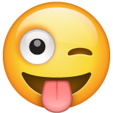 Emoji Wajah Berkedip dengan Menjulurkan Lidah WhatsApp