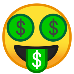 Emoji Wajah Bermulut Uang Google