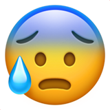 Emoji Wajah Cemas dengan Keringat Apple