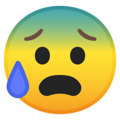 Emoji Wajah Cemas dengan Keringat Google