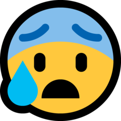 Emoji Wajah Cemas dengan Keringat Microsoft