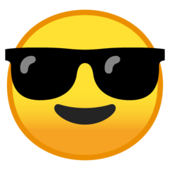 Emoji Wajah Tersenyum dengan Kacamata Google