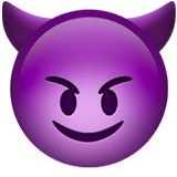 Emoji Wajah Tersenyum dengan Tanduk Apple