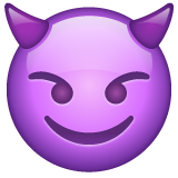 Emoji Wajah Tersenyum dengan Tanduk WhatsApp