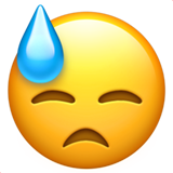 Emoji Wajah Tertunduk dengan Keringat Apple