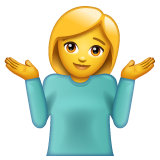 Emoji Wanita Mengangkat Bahu WhatsApp