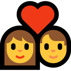 Emoji Pasangan dengan Hati Microsoft