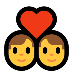 Emoji Pasangan dengan Hati Pria Pria Microsoft