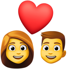 Emoji Pasangan dengan Hati Wanita Pria Facebook