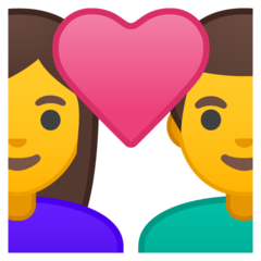 Emoji Pasangan dengan Hati Wanita Pria Google