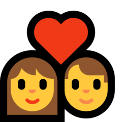 Emoji Pasangan dengan Hati Wanita Pria Microsoft