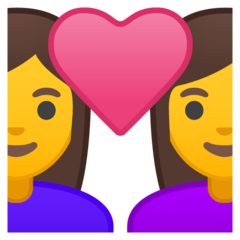 Emoji Pasangan dengan Hati Wanita Wanita Google