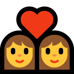 Emoji Pasangan dengan Hati Wanita Wanita Microsoft