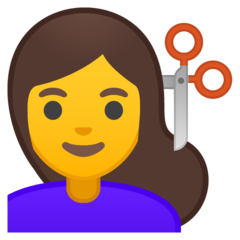 Emoji Wanita Sedang Potong Rambut Google