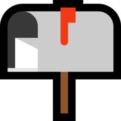 Emoji Kotak Surat Terbuka dengan Bendera Terangkat Microsoft
