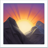 Emoji Matahari Terbit di Atas Gunung Apple