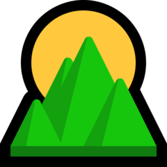 Emoji Matahari Terbit di Atas Gunung Microsoft