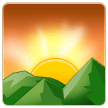 Emoji Matahari Terbit di Atas Gunung Samsung