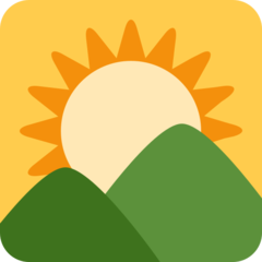 Emoji Matahari Terbit di Atas Gunung Twitter