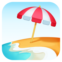 Emoji Pantai dengan Payung Facebook