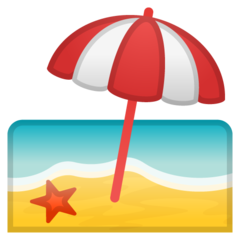 Emoji Pantai dengan Payung Google
