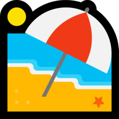 Emoji Pantai dengan Payung Microsoft