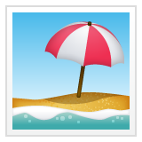 Emoji Pantai dengan Payung WhatsApp