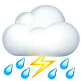 Emoji Awan dengan Petir dan Hujan Apple