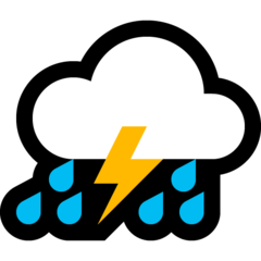 Emoji Awan dengan Petir dan Hujan Microsoft