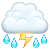 Emoji Awan dengan Petir dan Hujan WhatsApp