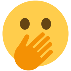 Emoji Wajah dengan Mata Terbuka dan Tangan Menutupi Mulut Twitter